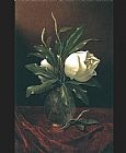 Famous Glass Paintings - Two Magnolia Blossoms in a Glass Vase